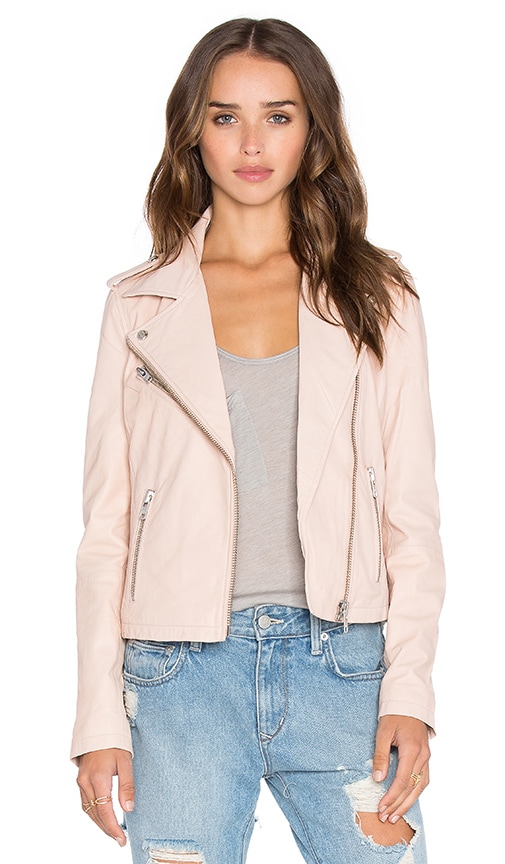 DOMA Biker Leather Jacket in Light Pink | REVOLVE