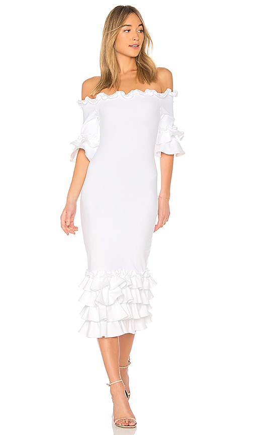 Donna Mizani Pishi Midi Dress in White 