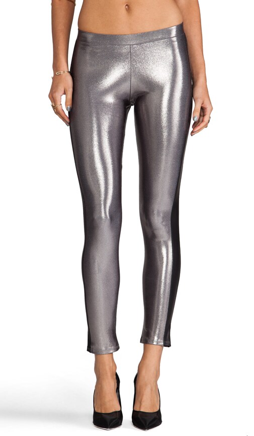 Leatherette Inset Metallic Leggings