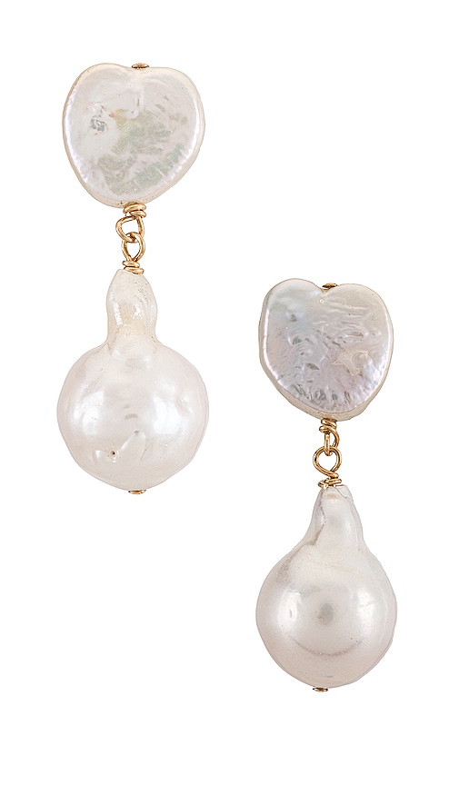 DONNI. June Drop Earring in White Heart REVOLVE