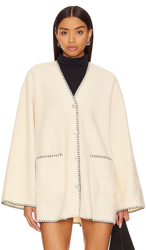 DONNI. Polar Fleece Stitch Jacket in Creme