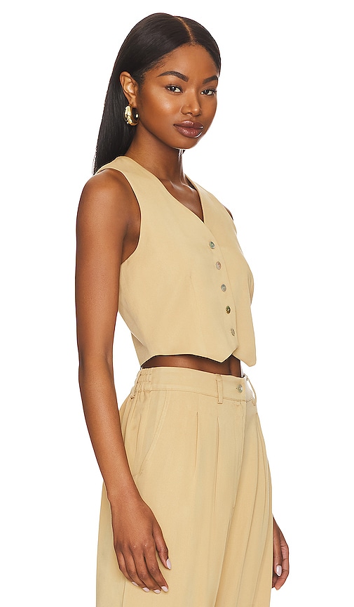 Shop Donni Cropped Vest In Sand