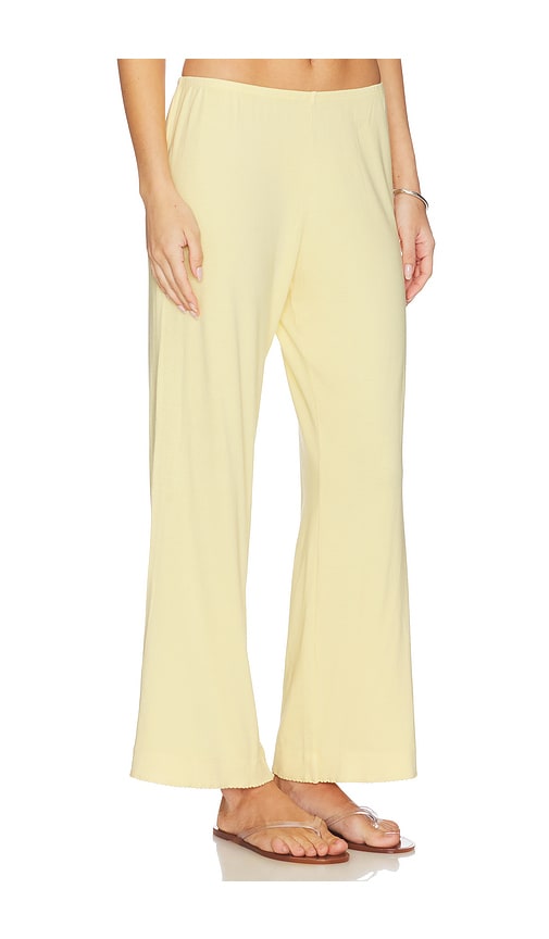  Donni. Pantalón De Canalé Fino Con Borde Ondulado En Color Amarillo Limon Talla L  (también En M, S). 