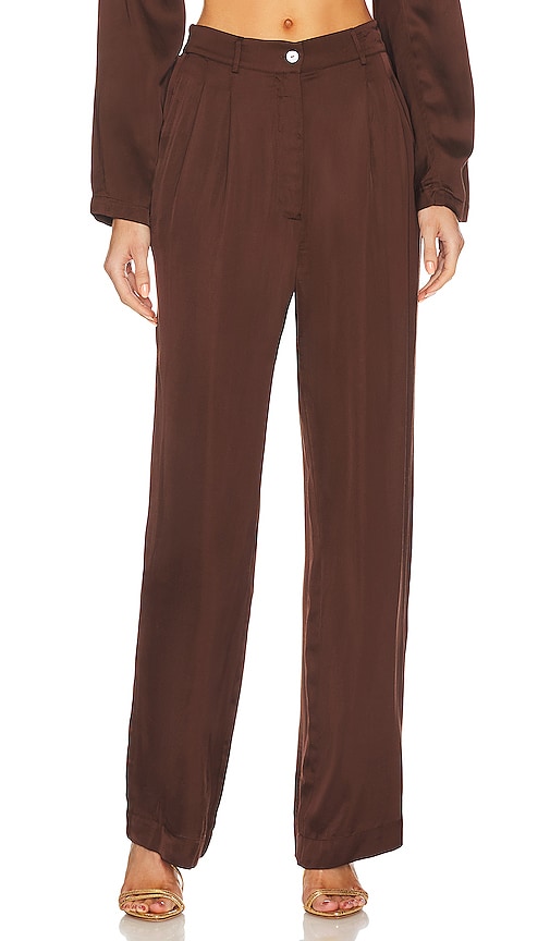 DONNI. Silky Pleated Trouser in Truffle