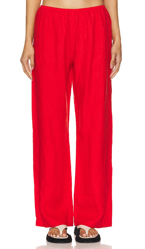 Donni Linen Simple Pant In Red