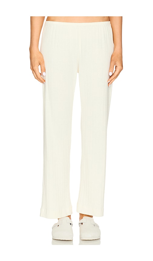 Pointelle Simple Cropped Pant in Cream. - size L (also in M, S, XL, XS, XXS) - DONNI. - Modalova