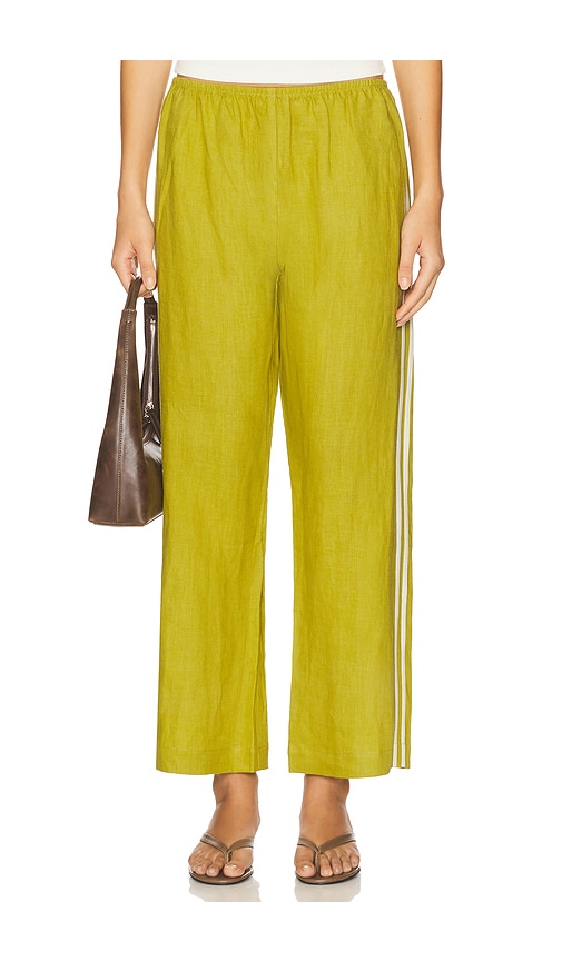 Donni The Linen Crop Pant In Green,olive