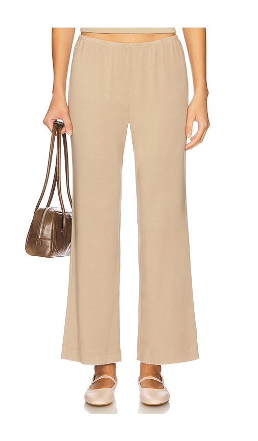 Donni Baby Rib Scallop Contrast Pant In Nude