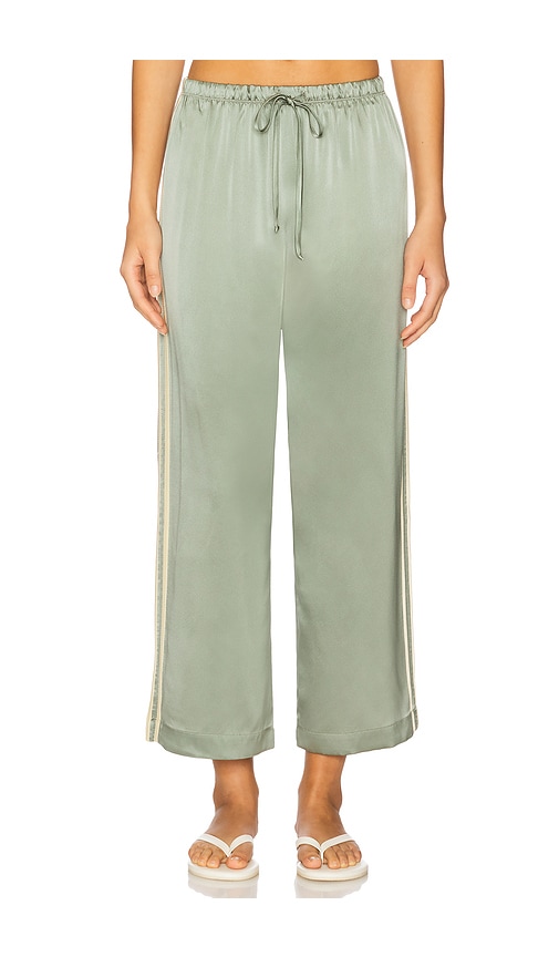 Silk Stripe Crop Pant in Sage. - size XS (also in L, M, S, XL)