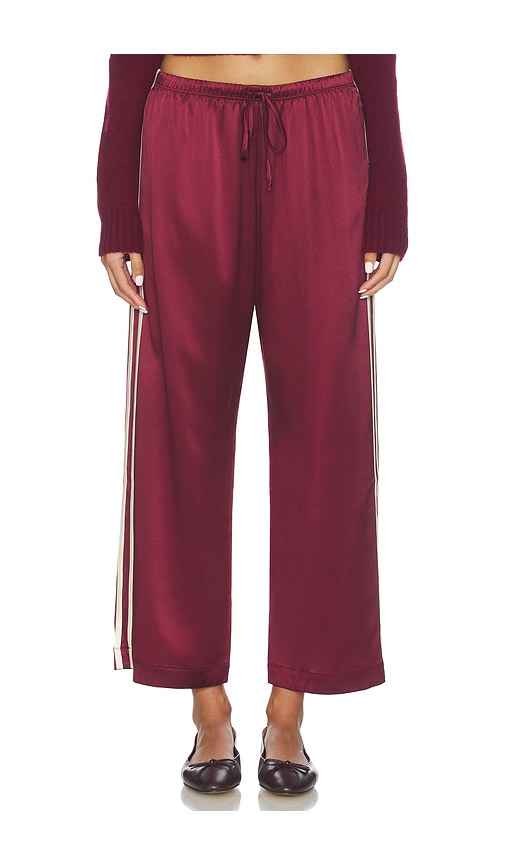 Donni The Silk Stripe Crop Pant In Burgundy