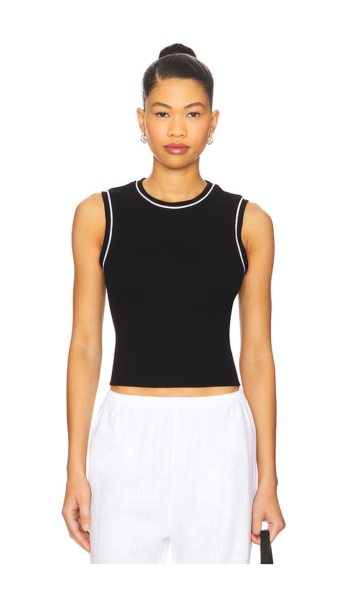 Baby Rib Contrast Tank Top in Black. - size M (also in S, XS) - DONNI. - Modalova