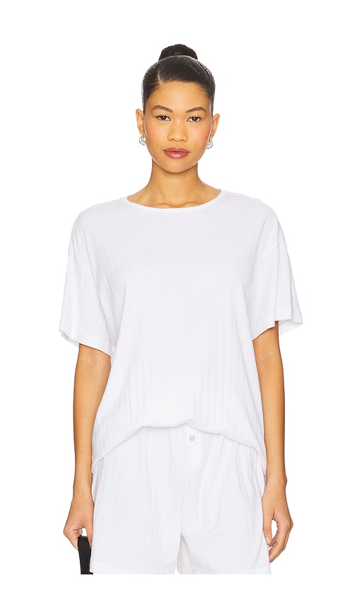 Pointelle Oversized Tee in White. - size XS (also in L, M, S)