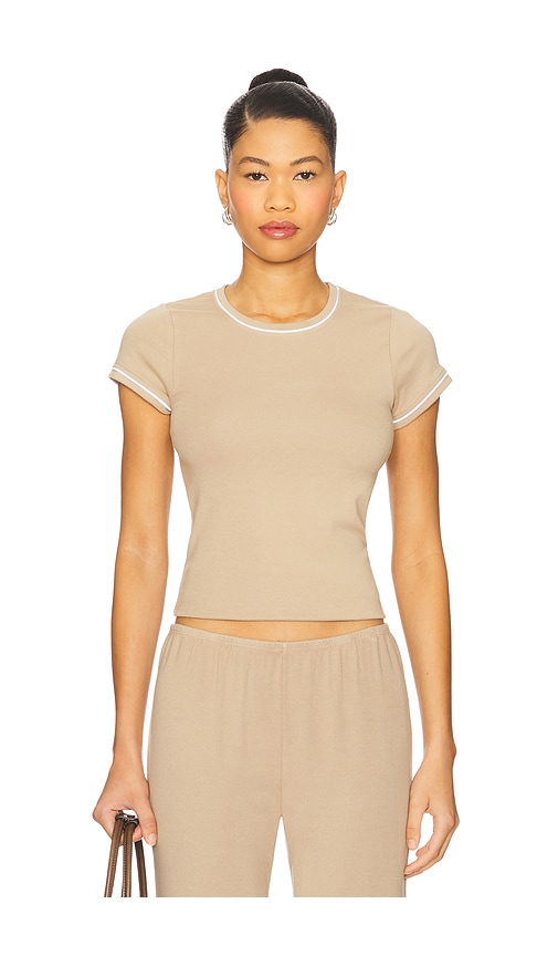 Baby Rib Contrast Tee in Beige. - size S (also in XS) - DONNI. - Modalova