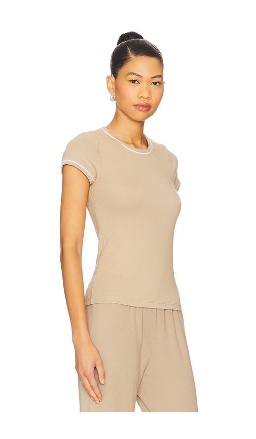 Donni Baby Rib Contrast Tee In Nude