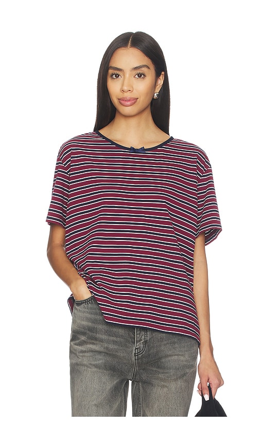 DONNI. The Stripe Jersey Oversized Bow Tee