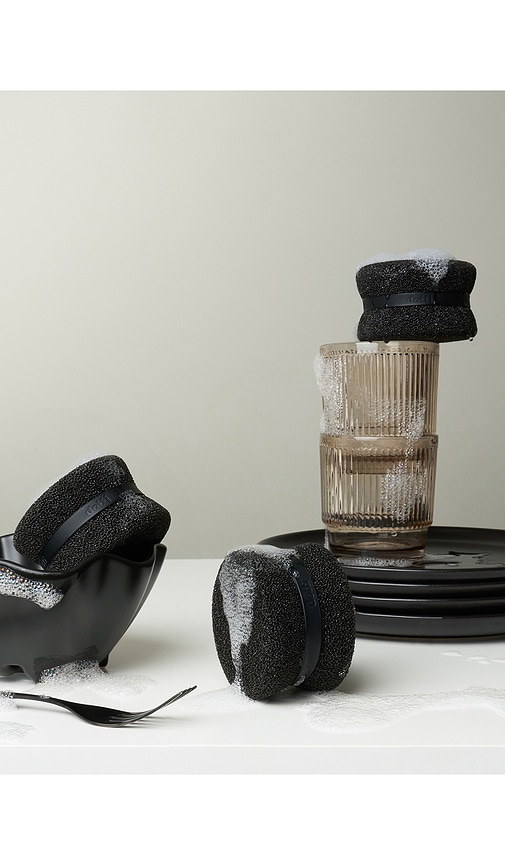  Dotti éponge à Vaisselle Et à Surfaces En Silicone Antibactérien Et Inodore Super Scrubber 3 Pack En Black. 