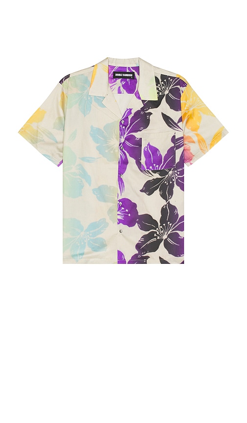 DOUBLE RAINBOUU Short Sleeve Hawaiian Shirt in Ivory