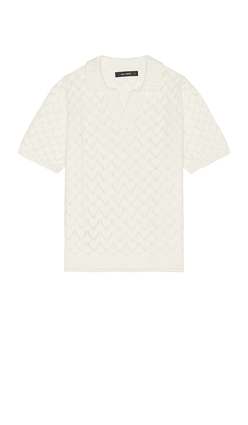 Shop Daily Paper Yinka Relaxed Knit Short Sleeve Polo In White