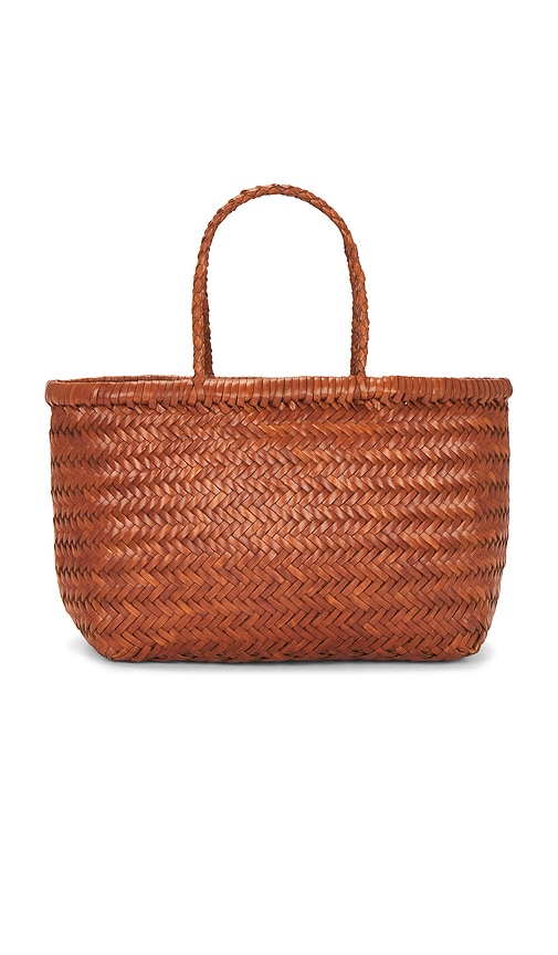 Dragon Diffusion Large Bamboo Triple Jump Chevron-weave Shoulder Bag In Brown