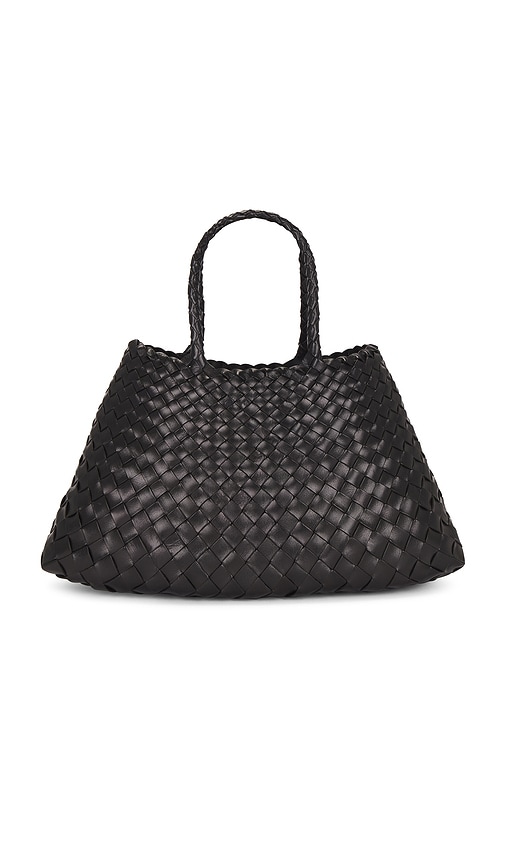 Dragon Diffusion Small Leather Woven Santa Croce Tote Bag In Black