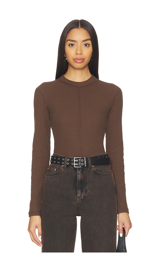 Dr Denim Stella Waffle Top In Brown