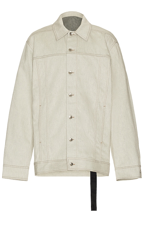 Rick Owens Drkshdw Denim Jumbo Worker Jacket In Milk Melange