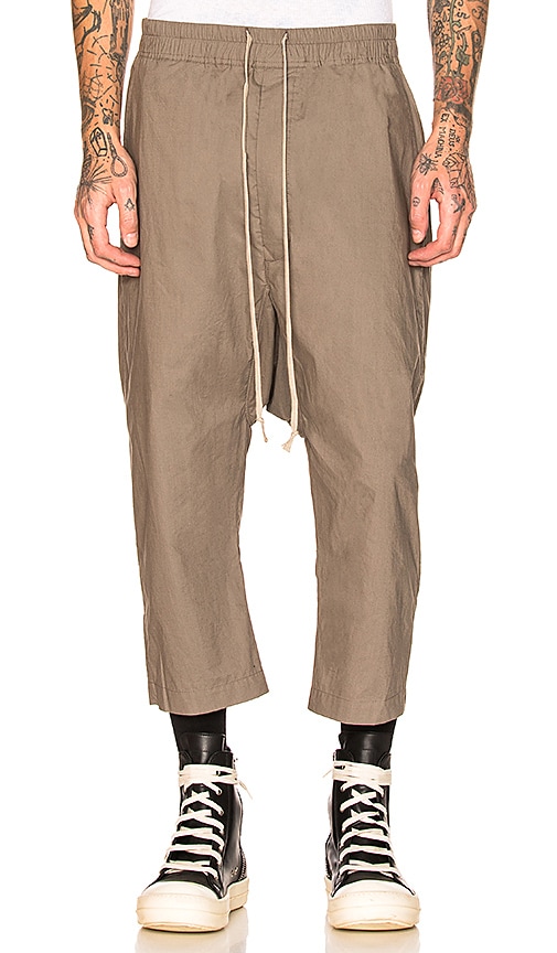 DRKSHDW by Rick Owens Drawstring Cropped Pants in Dust | REVOLVE
