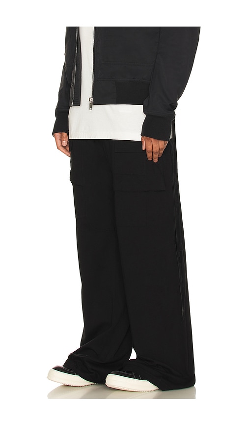 Rick Owens Drkshdw Creatch Wide-leg Cotton-blend Canvas Drawstring Cargo Trousers In Black