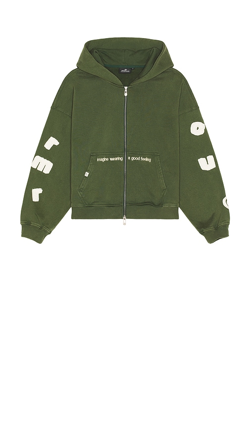 Drmers Club Floating Letters Zip Up Hoodie In Green