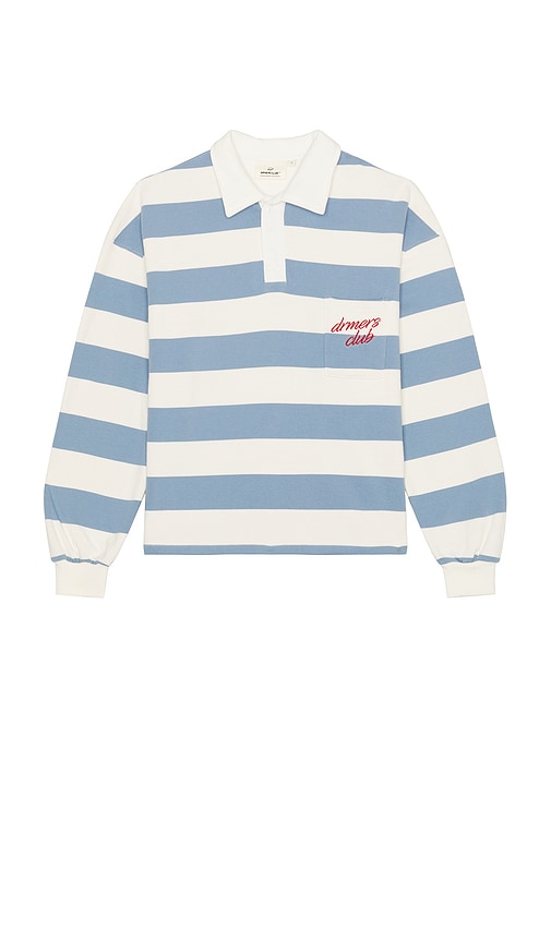 DRMERS CLUB Vintage Striped Polo Shirt in Sky Blue