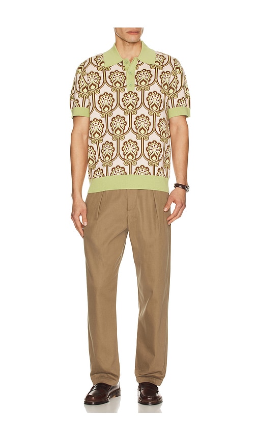  Drôle De Monsieur Drôle De Monsieur Polo Maille Tapisserie Florale En Green. Taille L. Also En M, S, Xl/1x. 