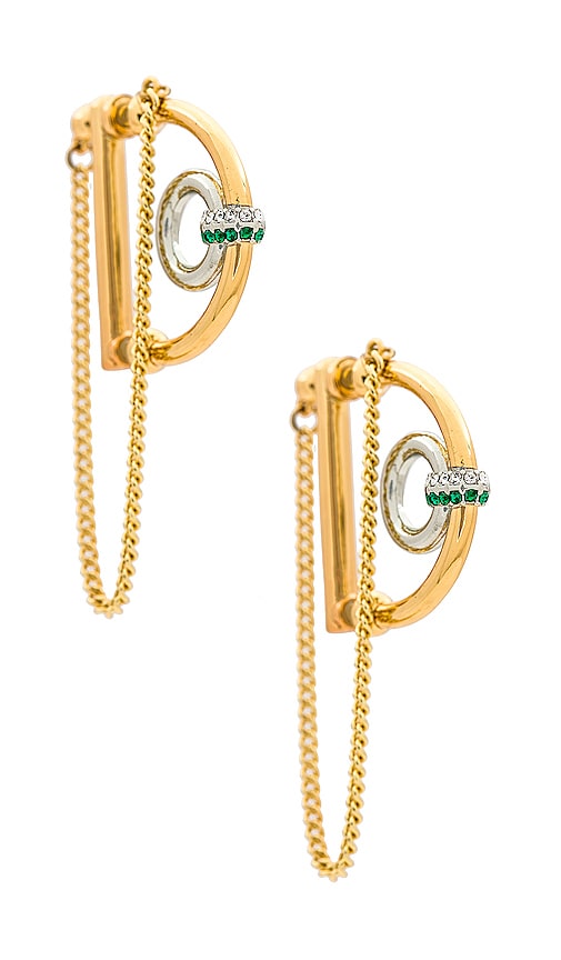Demarson Mini Dema Earrings In 12k Shiny Gold & Crystals