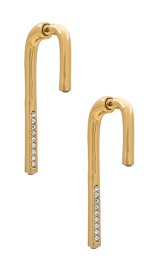 Shop Demarson Mini Celeste Earrings In 12k Shiny Gold & Crystals