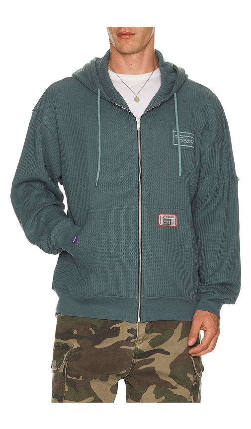 Deva States Cross Waffle Knit Zip Up Hoodie