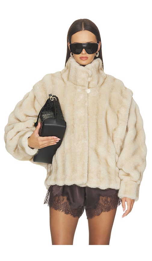 Ducie Katja Faux Fur Jacket in Beige. - size L (also in M, S, XS)