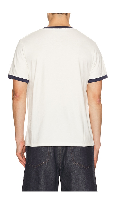 Duke + Dexter Plus Star Flock Printed Ringer Tee In White