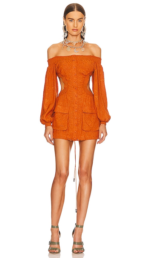 Dundas X Revolve Lily Mini Dress In Toffee Brown
