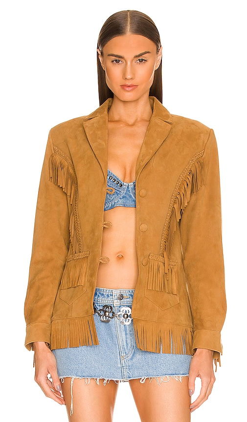 DUNDAS x REVOLVE Lee Fringe Leather Jacket in Camel | REVOLVE