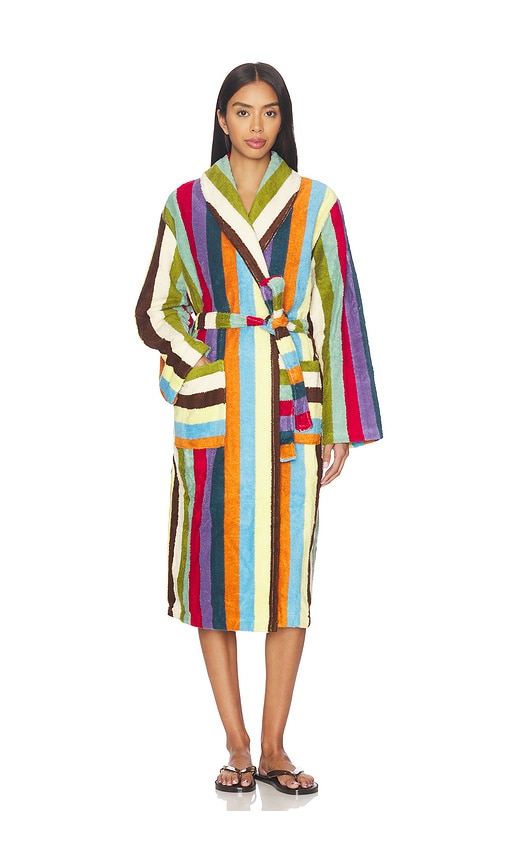 Dusen Dusen Stripe Bathrobe In Green
