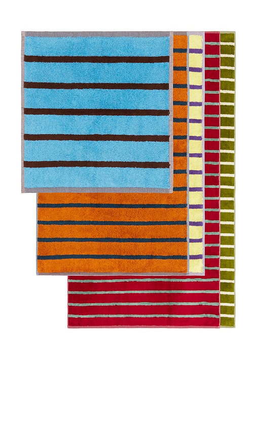  Dusen Dusen 5er-set Handtücher Mit Vogelstreifen Set Of 5 Bird Stripe Towels In Beauty: Multi. 