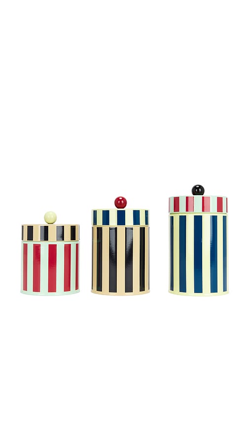 Dusen Dusen Set Of 3 Stripe Canister In Multi
