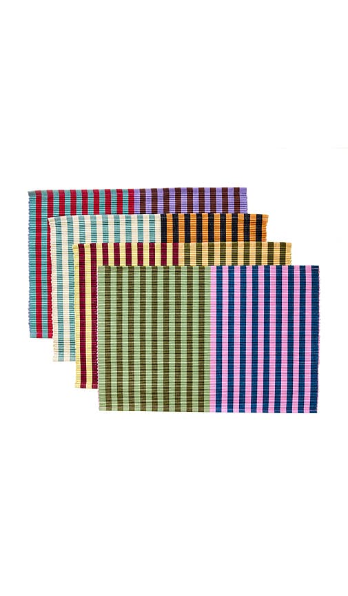 Dusen Dusen Set Of 4 Dual Stripe Placemats