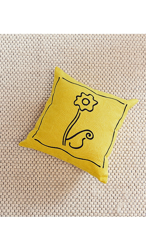  Dusen Dusen Daisy Embroidered Pillow Cover En Yellow. 