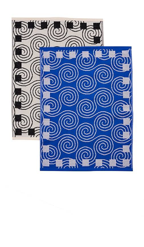 Dusen Dusen Spiral Set Dish Towels In Blue