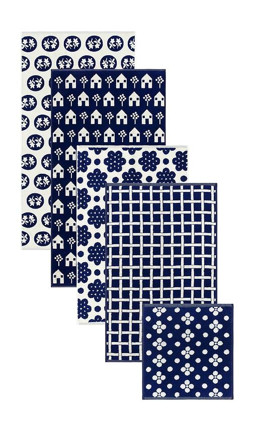 Navy Pattern Towels Bundle Of 5 in Navy - Dusen Dusen - Modalova