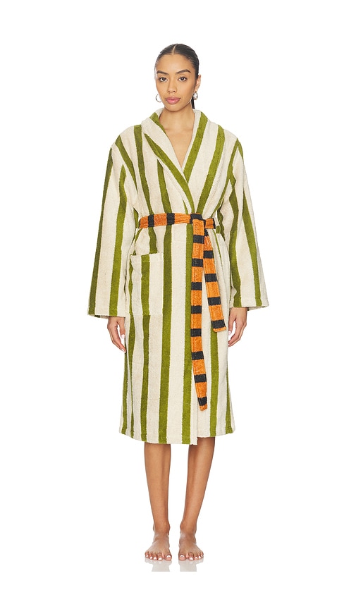 Dusen Dusen Stripe Bathrobe In Green