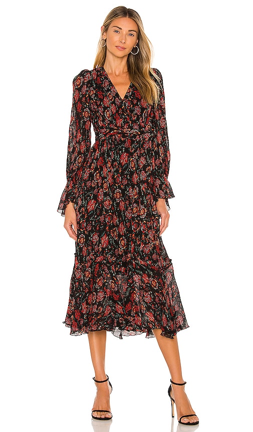 Diane von Furstenberg Shazia Dress in Pink Flower & Medium Black | REVOLVE