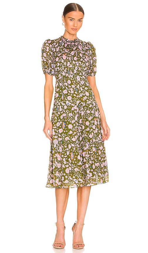 diane von furstenberg blossom midi dress Diane Von Furstenberg Heather Cotton Dress In Watercolor Blossom Yellow - 50% Off