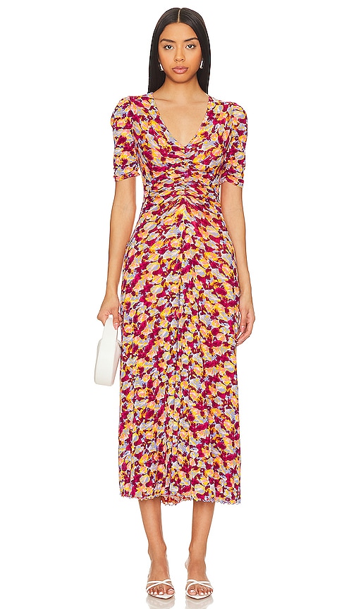 Shop Diane Von Furstenberg Koren Reversible Midi Dress In Natural Leopard & Garden Petals