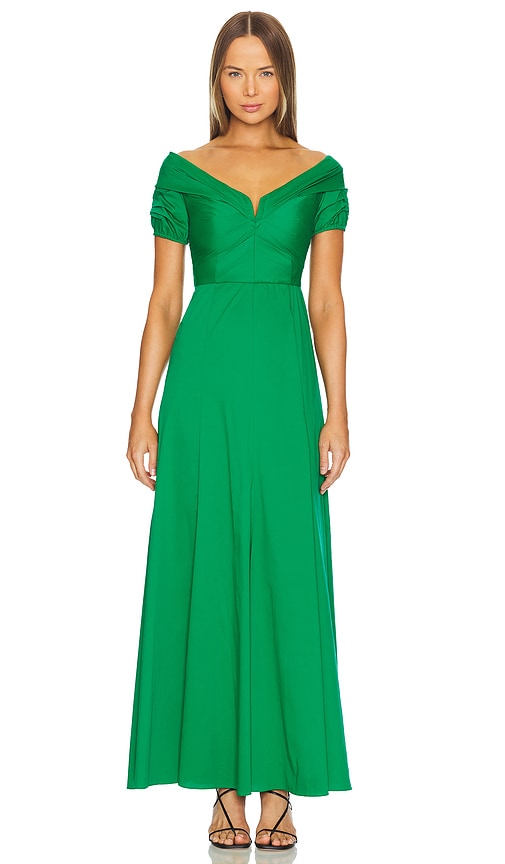 Diane Von Furstenberg Laurie Ruched Maxi Dress In Signature Green